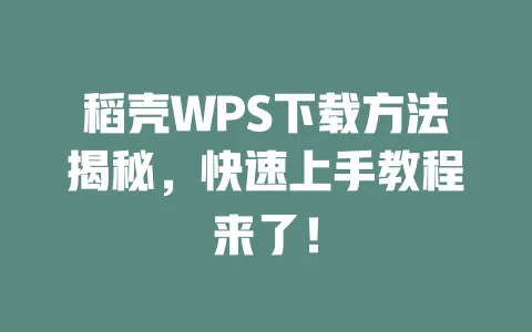 稻壳WPS下载方法揭秘,快速上手教程来了! 1 稻壳WPS下载方法揭秘,快速上手教程来了! 一