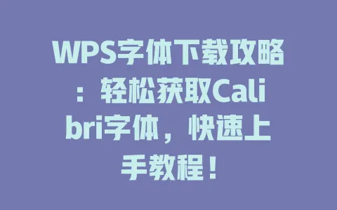 WPS字体下载攻略：轻松获取Calibri字体，快速上手教程！ 一